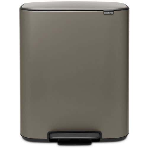 Odpadkový koš s nožním pedálem Bo 2 x 30 l Brabantia platinový Víko s měkkým zavíráním.<br />Včetně plastového vnitřního koše.<br />Vhodné pro třídění odpadu.