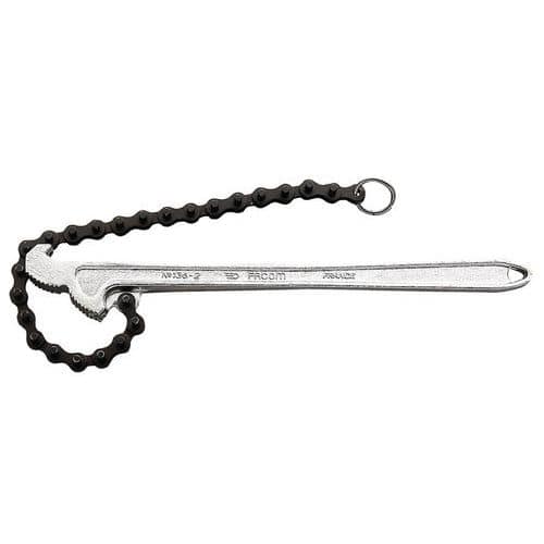 Řetězový klíč na trubky Facom Řetězový klíč na trubky  o průměru 60 až 140 mm.<br />Řetěz a tělo z oceli.<br />Konstrukce s dvojitým ozubením umožňuje utahování a povolování v obou směrech.