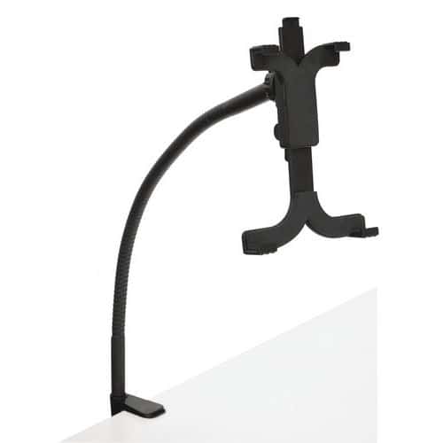 Stolní držák na tablet DESQ Stojan na tablet kompatibilní s 5"-10" tablety.<br />S klipem pro připnutí k desce stolu.<br />Lze otočit o 360 stupňů a tablet pohodlně umístit.<br />Rameno lze sklopit až do úhlu 65°.