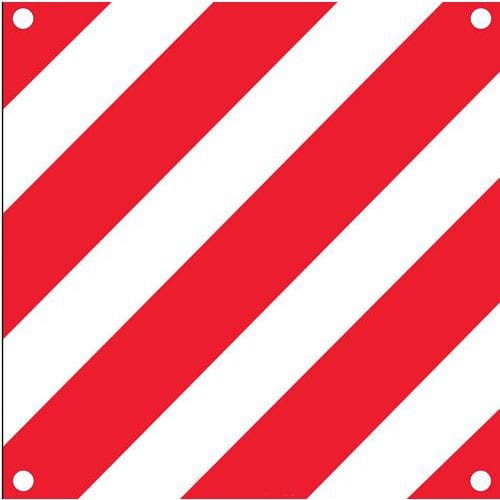 Dvoubarevný červeno/bílý panel se standardními oky. Nárazuvzdorná značka.<br />Model s očkem nebo bez očka.<br />Lze je snadno namontovat na zadní část vozidla nebo instalovat do uliček ve skladu.