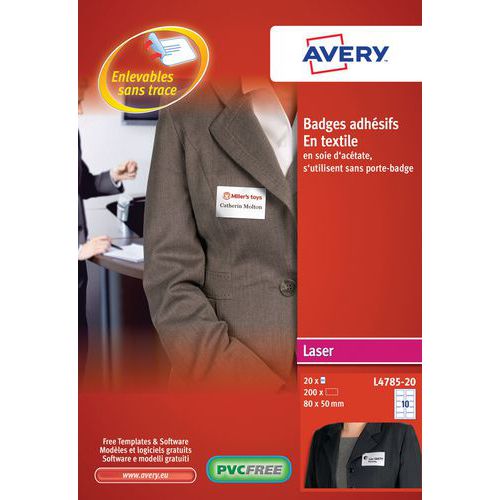 Bílý textilní samolepicí odznak 80x50 mm. . Samolepicí odznak bez PVC pro laserový tisk.<br />Předpřipravené střihy pro snadné použití.<br />Perfektně drží