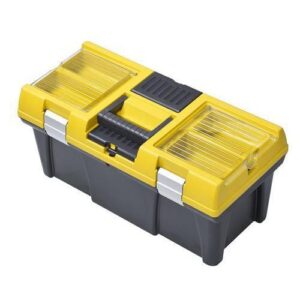 STUFF 20 SEMI PROFI CARBO  žluté víko Kufry na nářadí z odolného plastu s odnímatelným víkem.<br />Ve víku naleznete organizér na drobné součástky.<br />Kufr můžete uzamknout visacím zámkem.