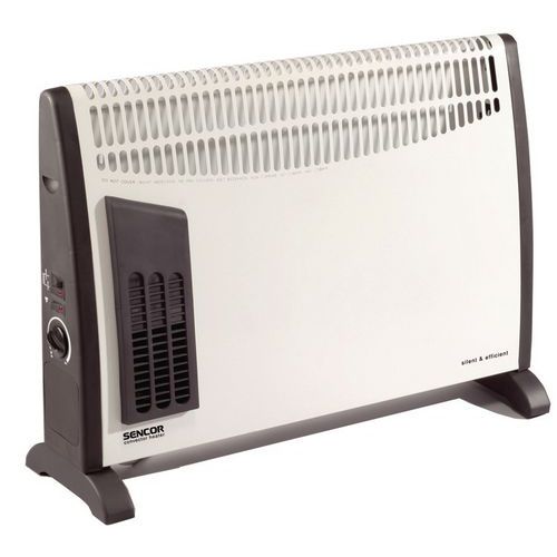Teplovzdušný konvektor maximální výkon 2000 W<br />3 stupně nastavení 750-1250-2000W<br />zabudovaný ventilátor pro rychlejší distribuci tepla v místnosti<br />plynule regulovatelný termostat<br />ochrana proti zamrznutí<br />volně stojící/možnost připevnění na stěnu<br />barva: bíločerná<br />rozměry vč. nožiček (šxhxv) 69x20x48cm