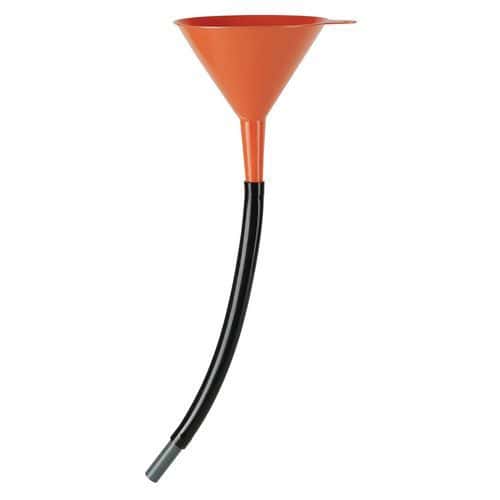 Trychtýř s flexibilní hadicí Plastový trychtýř z HDPE zajišťuje pohodlnou manipulaci s kapalinami v průmyslu a dílně.<br />Je odolný vůči oleji