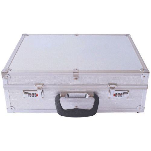 Hliníkový kufr 370 x 250 x 95 mm Hliníkový kufr na nářadí v základním provedení s kódovým zámkem.<br />rozměry v x š x h: 95 x 370 x 250 mm<br />materiál: hliník<br />barva: stříbrná<br />hmotnost: 2