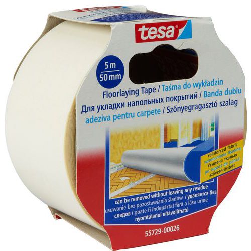 Podlahová páska odstranitelná Pro upevnění koberců a podlahových materiálů z PVC<br />Zpevněná oboustranná podlahová páska lze odstranit bez zanechání zbytků lepidla.