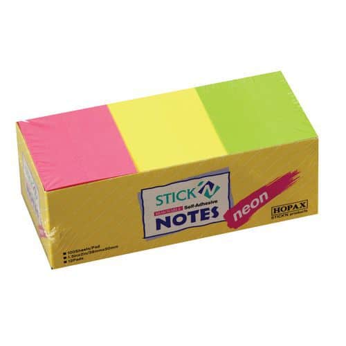 Samolepící bločky Samolepící bločky - balení 12 bločků<br />samolepící barevné bločky<br />3 výrazné neonové barvy<br />100 listů<br />balení obsahuje 12 ks bločků