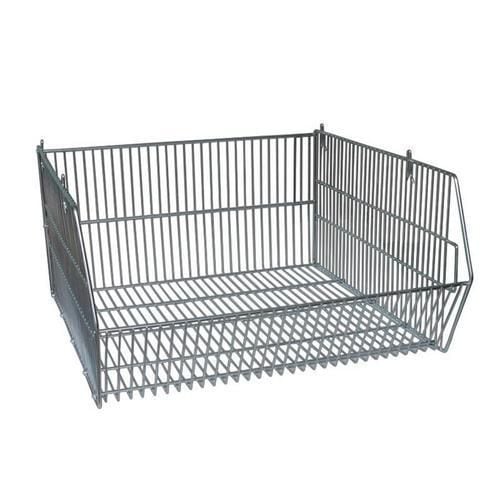Drátěný box 33 x 63 x 60 cm Stohovatelný drátěný koš vhodný pro skladovací účely. Polootevřená přední strana umožňuje snadný přístup i ke stohovaným košům a rychlé plnění či odebírání obsahu. Stohovatelnost bez potřeby spojovacího materiálu. Možnost dokoupení dělící mřížky a držáku na etiketu.<br />materiál: svařovaný pozinkovaný drát<br />rozměry v x š x h: 33 x 63 x 60 cm<br />nosnost: 35 kg<br />barva: stříbrná<br />možnost dokoupení dělící mřížky a držáku na etiketu