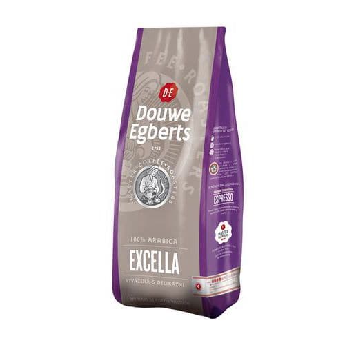 Douwe Egberts Excella jemně mletá káva jedinečné kvality<br />složená z kombinace nejušlechtilejších kávových zrn druhu Arabica<br />příjemná vůně a lehce nasládlá sametová chuť<br />prodej po balení