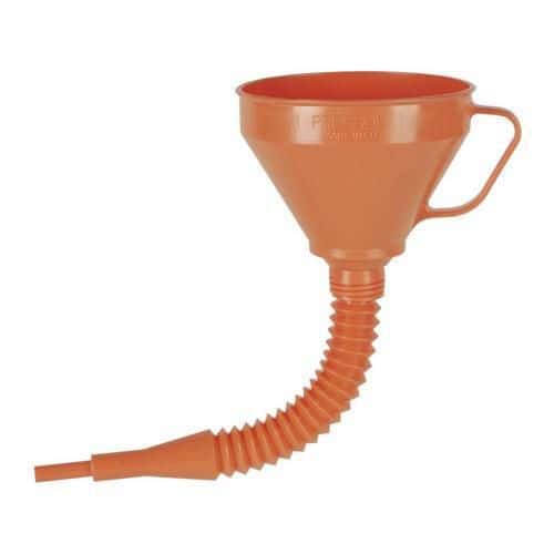 Trychtýř s flexibilní výlevkou Plastový trychtýř z HDPE zajišťuje pohodlnou manipulaci s kapalinami v průmyslu a dílně.<br />Je odolný vůči oleji