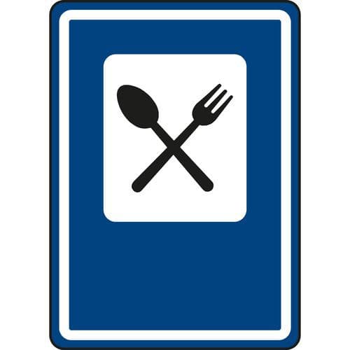 Dopravní značka Restaurace (IJ11a) Informativní dopravní značka Restaurace se stavebním technickým osvědčením vydaným akreditovanou zkušební laboratoří Technického a zkušebního ústavu stavebního Praha