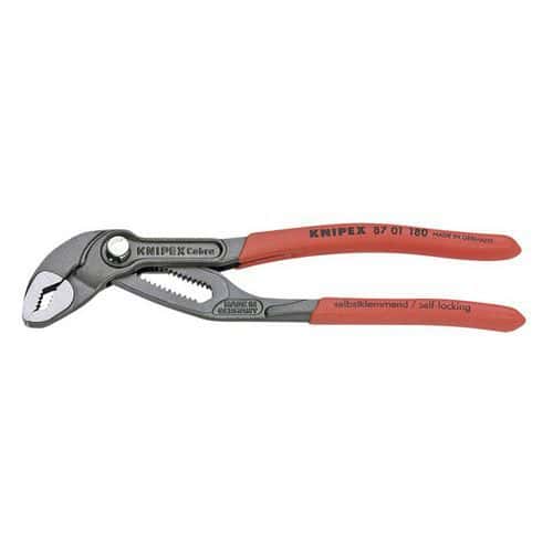 Siko kleště Knipex Cobra PH 180 Siko kleště z chromvanadové oceli s jemným nastavením pro optimální přizpůsobení různým velikostem obrobků.<br />Kleště jsou samosvorné na trubkách a maticích.<br />Plocha čelisti se speciálně kalenými zuby