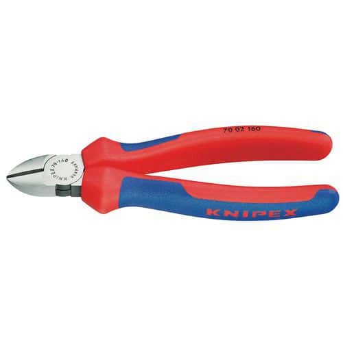 Boční štípací kleště Knipex 160 Boční štípačky z kvalitního materiálu.<br />Indukčně tvrzené břity s tvrdostí 62 HRC.<br />Štíhlý tvar hlavy umožňuje dostat se do těžce přístupných míst.<br />Břity jsou vhodné k použití na měkký a tvrdý drát.