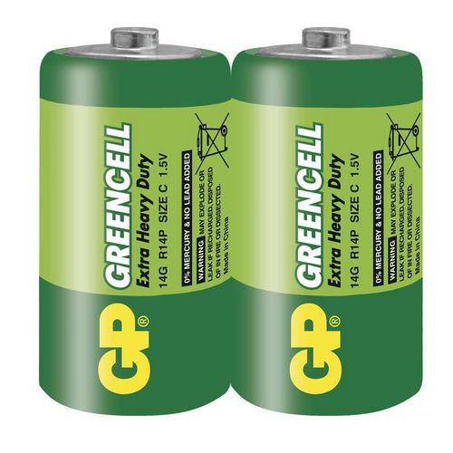 Zinkochloridová baterie GP Greencell R14 (C) fólie Zinkochloridové baterie