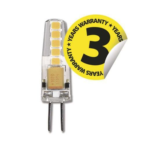 LED žárovka Classic JC A++ 2W G4 neutrální bílá záruční doba: 3 roky<br />životnost: 30 000 hodin<br />úhel vyzařování: 300°<br />rozměr: 10 × 36 mm<br />počet spínacích cyklů: 25 000<br />energetická třída: A++<br />technologie: LED<br />kategorie/řada: CLASSIC<br />barva světla: neutrální bílá<br />napětí: 12 V<br />startovací doba: 0