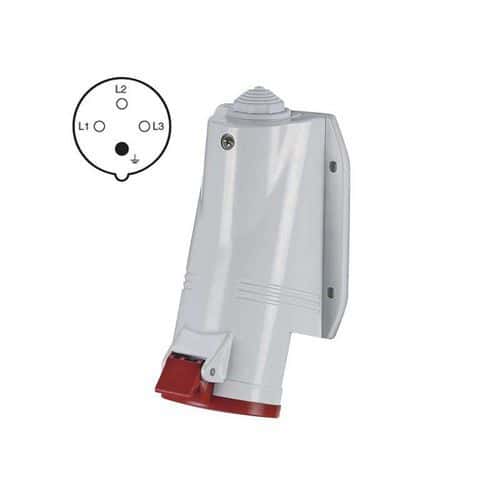 Zásuvka 4P 32A/400 IP44 nástěnná Standardní provedení úhel 6 hodin.<br />typ: šroubové svorky<br />napětí/proud: 380–415 V~/32 A<br />krytí: IP44<br />počet zásuvek: 1<br />pozice ochranného kontaktu: 6 hodin<br />materiál: plast<br />produkt: zásuvka nástěnná<br />barva: červená<br />prodejní obal: volné<br />počet pólů: 4
