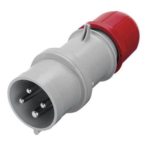 Vidlice 4P 16A/400V IP44 OPT. Standardní provedení úhel 6 hodin.<br />napětí/proud: 380–415 V~/16 A<br />prodejní obal: volné<br />počet pólů: 4<br />pozice ochranného kontaktu: 6 hodin<br />produkt: samostatná vidlice<br />materiál: plast<br />barva: červená<br />krytí: IP44