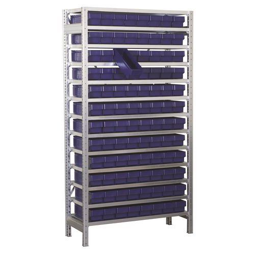 Regál s 96 zásuvnými boxy