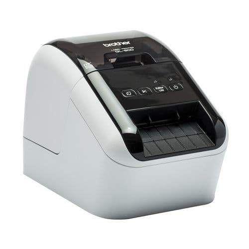 Tiskárna štítků BROTHER QL-800 Tiskárna na papírové samolepicí štítky s automatickým odstřihem a vysokou rychlostí tisku 148 mm/s. Připojitelná k PC přes USB rozhraní. Umožňuje tisk ve vyšším rozlišení