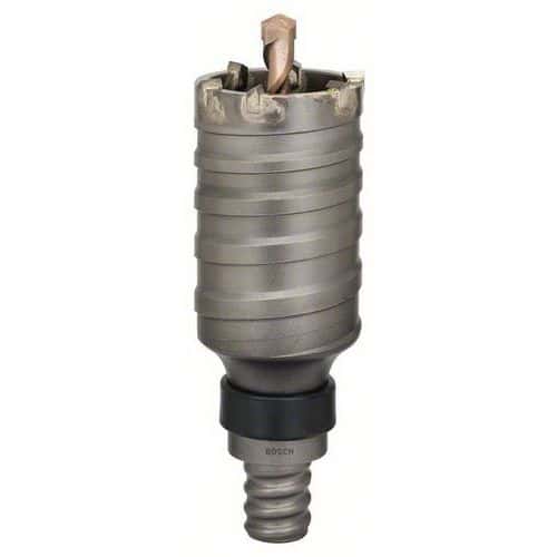 Bosch - Dutá vrtací korunka SDS-max-9 55 x 80 x 109 mm Tvrdokov nejjemnější zrnitosti s dlouhou životností - Dlouhá životnost/ nejlepší odolnost. 2spirálový tvar U - Standardní životnost/ dobré odvádění vrtné moučky. Asymetrické zuby z tvrdokovu - Počet břitů je přizpůsobený průměru. Dlouhá stopka - Pro prorážecí vrtání. Hodí se na beton