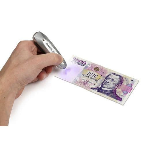 Detektor padělků SAFESCAN 35 Kompaktní detektor padělků bankovek Safescan<br />Trojnásobné ověření (UV