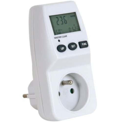 Wattmetr Wattmetr pro elektrické zásuvky<br />Vlastnosti:<br />Pomocí tohoto wattmetru můžete vypočítat náklady na spotřebu energie.<br />Velký LCD displej<br />Výběr duálního tarifu<br />Všechny potřebné údaje se zobrazují na 8 obrazovkách.<br />Zobrazené hodnoty: proud