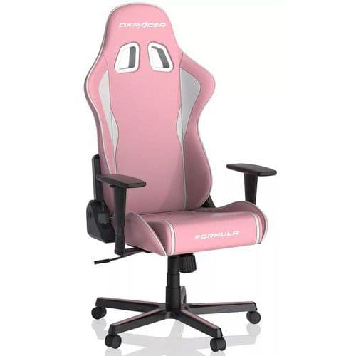 Kancelářská židle DXRacer OH/FML08/PW - bílá/růžová Kancelářská židle s vysokým opěrákem pro opěru celých zad.<br />Vnitřní ocelový rám.<br />Pětiramenný hliníkový kříž.<br />Nastavení sklonu opěradla až do úhlu 150 stupňů.<br />Houpací mechanizmus a nastavení tuhosti mechaniky.<br />Univerzální polyuretanová kolečka.<br />3D stavitelné područky.<br />Plynový píst.<br />Potah ze syntetické kůže.<br />Minimální výška sedáku je 45 cm.<br />Maximální výška sedáku je 55 cm.<br />Průměr čepu kolečka je 11 mm.<br />Oděruodolnost 82000 cyklů.<br />Vhodné pro osoby s výškou do 200 cm a s váhou do 130 kg.<br />Židle je dodávaná v demontu.