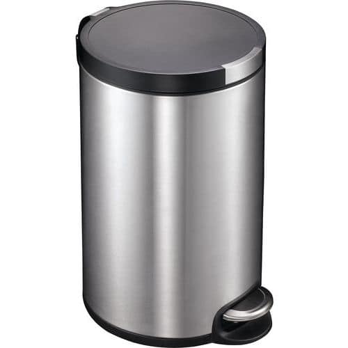 Odpadkový koš s nožním pedálem Artistic 20 l z matné nerezové oceli Kulatý odpadkový koš s plastovým víkem a pedálem zvednutým z nerezové oceli. Plastová vložka a tichý uzávěr.