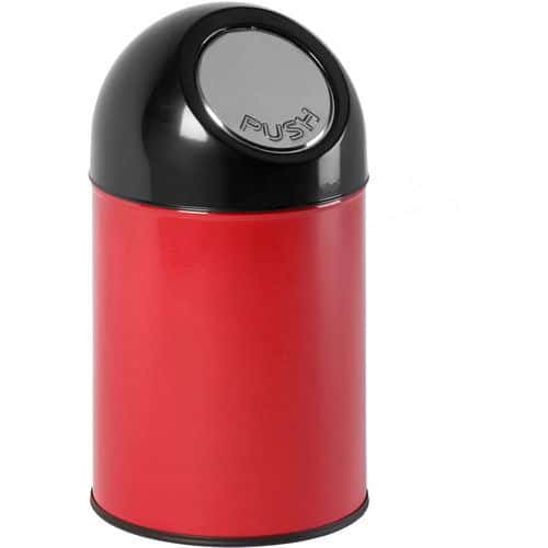 Odpadkový koš Bullet bez vložky 30 l červený/černý Koš na odpadky s otevíráním pomocí tlačítka. Kovové tělo a plastové víko. Tlačný ventil je vyroben z nerezové oceli.