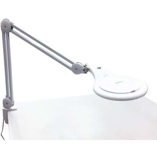LED laboratorní lampa Manutan Expert Balance s kruhovou lupou