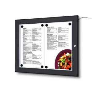 Osvětlená magnetická vitrína Menu Black