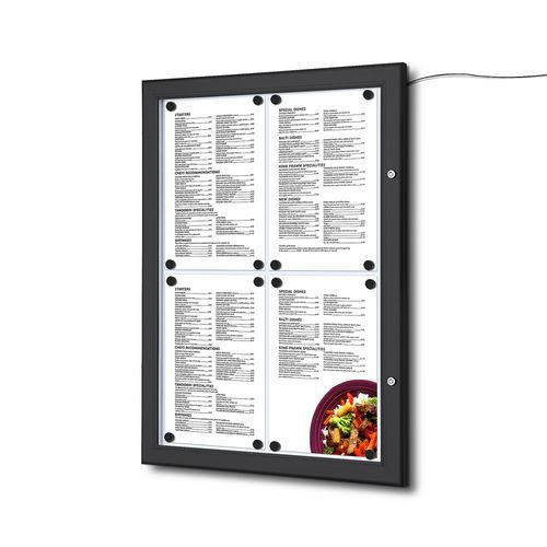 Osvětlená magnetická vitrína Menu Black