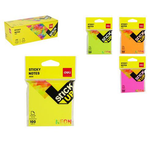 Bloček samolepící DELI STICK UP 76 x 76mm 100l NEON