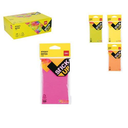 Bloček samolepící DELI STICK UP 76 x 126mm 100l NEON