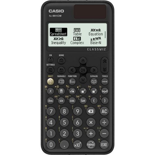 Vědecká kalkulačka Casio FX 991 CW Vědecká kalkulačka s maticovým displejem 63 x 192 bodů a algebraickou metodou zadávání.<br />17 číslic + 10 řádků.<br />4 stupně nastavení kontrastu displeje.<br />Zobrazení mantisy a exponentu 10 + 2.<br />Ikonové menu.<br />Paměť umožňuje procházení výpočtu a obsahuje 9 pamětí proměných. Řešící funkce zvyšuje efektivitu výpočtů.<br />Kalkulačka obsahuje 558 funkcí