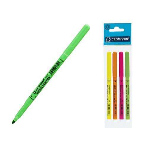 Zvýrazňovač CENTROPEN 2532/4 sada Zvýrazňovač pro děti s ergo držením pro snadný úchop.<br />Plněný speciálním fluorescenčním inkoustem.<br />Je určený pro zvýraznění důležitých částí textu