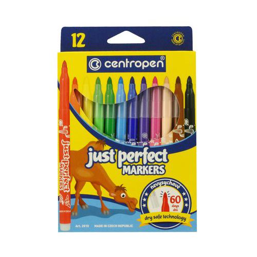 Fix CENTROPEN sada 2510/12 barev PERFECT Sada nevysychavých fixů s trojúhelníkovou úchopovou částí