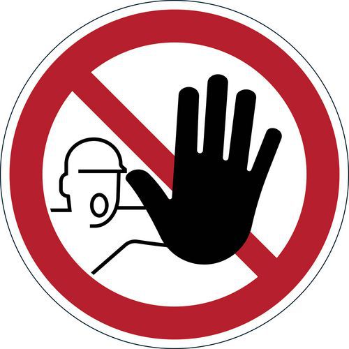 Zákazové nálepky: zákaz vstupu - piktogram Symbol umožňující optimální vizuální komunikaci na výrobních nebo logistických pracovištích.<br />Vynikající přilnavost k čistým a suchým povrchům.<br />Protiskluzový