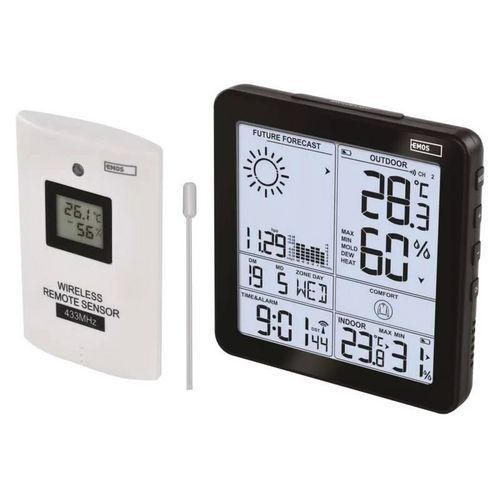 Domácí bezdrátová meteostanice Emos E5080 Bezdrátová meteorologická stanice s velkým množstvím funkcí.<br />Velký a podsvícený LCD displej 105 x 105 mm.<br />Díky širokému pozorovacímu úhlu lze stanici umístit kdekoliv