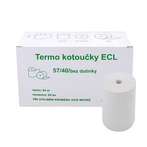 Kotouček do pokladny termocitlivý ECL 57/40 24m EET Papírové kotoučky do pokladny z teplocitlivého papíru bez dutinek