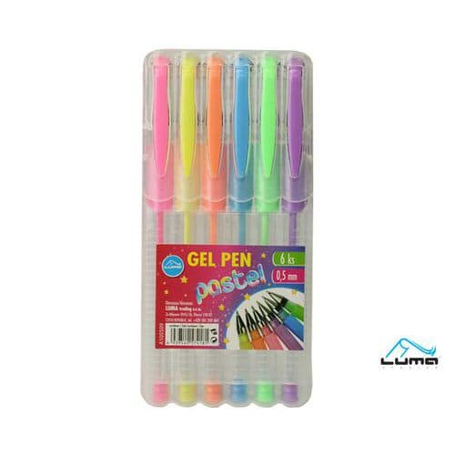 Gelové pero 6 barev PASTEL Hladké psaní