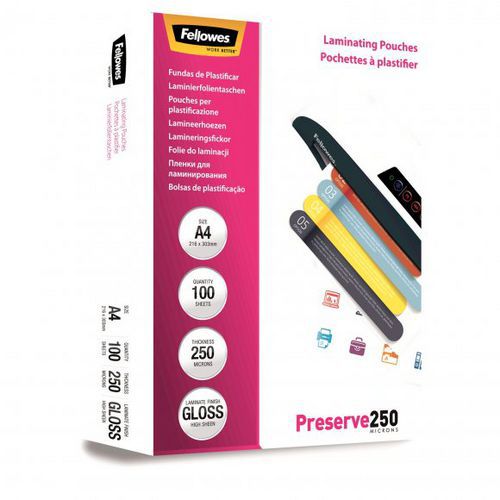 Laminovací fólie Fellowes A4 250 mic lesklé Preserve250. Zachová a ochrání dokument tam