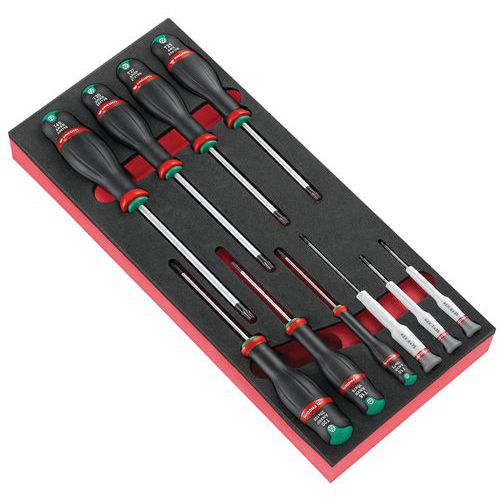 Pěnový organizér Facom s 10 dílnou sadou šroubováků Protwist® Kompatibilní s modulárním úložným systémem FACOM:<br /> Vhodné pro válečkové skříně CHRONO