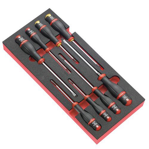 Pěnový organizér Facom s 8 dílnou sadou šroubováků Protwist® Uspořádejte si nářadí v zásuvkách pro zvýšení produktivity