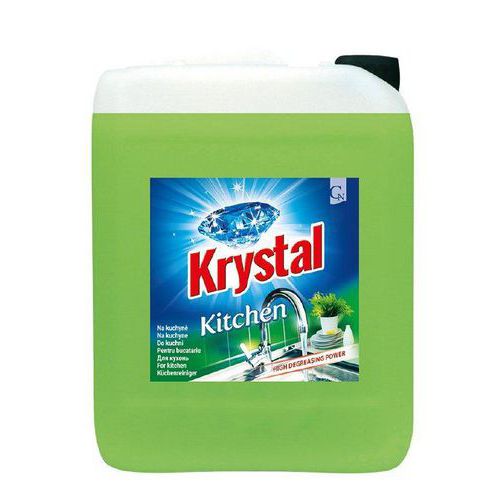 Krystal kuchyně 5l zelený Speciální prostředek určený k čištění kuchyňského nábytku a pevných ploch z nesavého materiálu. Odstraňuje starší mastnotu