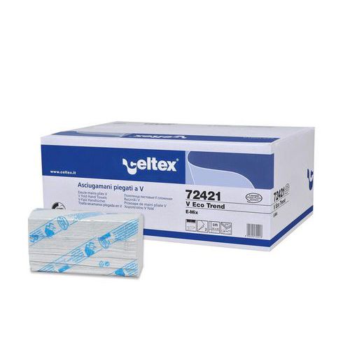 Papírové ručníky skládané Celtex V Eco Trend 2vrstvy bílo/zelené