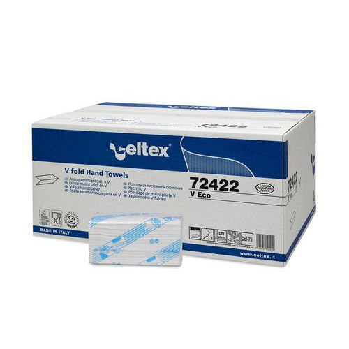 Papírové ručníky skládané Celtex V Eco 2vrstvy bílo/zelené