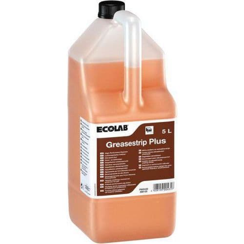 Čistící a odmašťovací prostředek Greasestrip Plus 5l Přípravek na čištění ploch a předmětů silně znečištěných mastnotou. Bez velké mechanické mámahy odstraňuje připečené zbytky jídel a veškeré mastné zněčištění. Gelová forma zajišťuje dokonalý styk s povrchem a zamezuje tvorbě výparů.