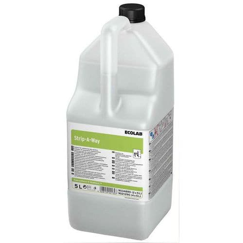 Odstraňovač minerálních usazenin a vodního kamene Strip A Way 5l Vysoce účinný přípravek k odstraňování minerálních usazenin z veškerých povrchů odolných vůči kyselinám a z myček nádobí.