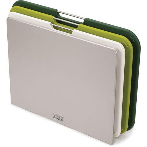 Prkénka na krájení Nest Chop Large 3x – zelená Sada 3 prkének na krájení 30x23cm se stojanem <br />Tato sada prkének na krájení je dodávána v atraktivním stojanu <br />Prkénka a stojan mají protiskluzovou základnu a nerezovou rukojeť pro snadné sejmutí ze stojanu.